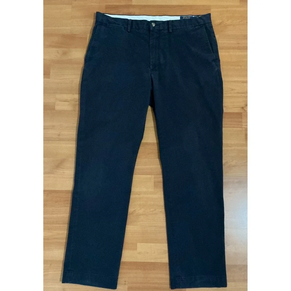 Polo Ralph Lauren Stretch Straight‎ Fit Chinos 36x30 Navy Blue Cotton Pants
